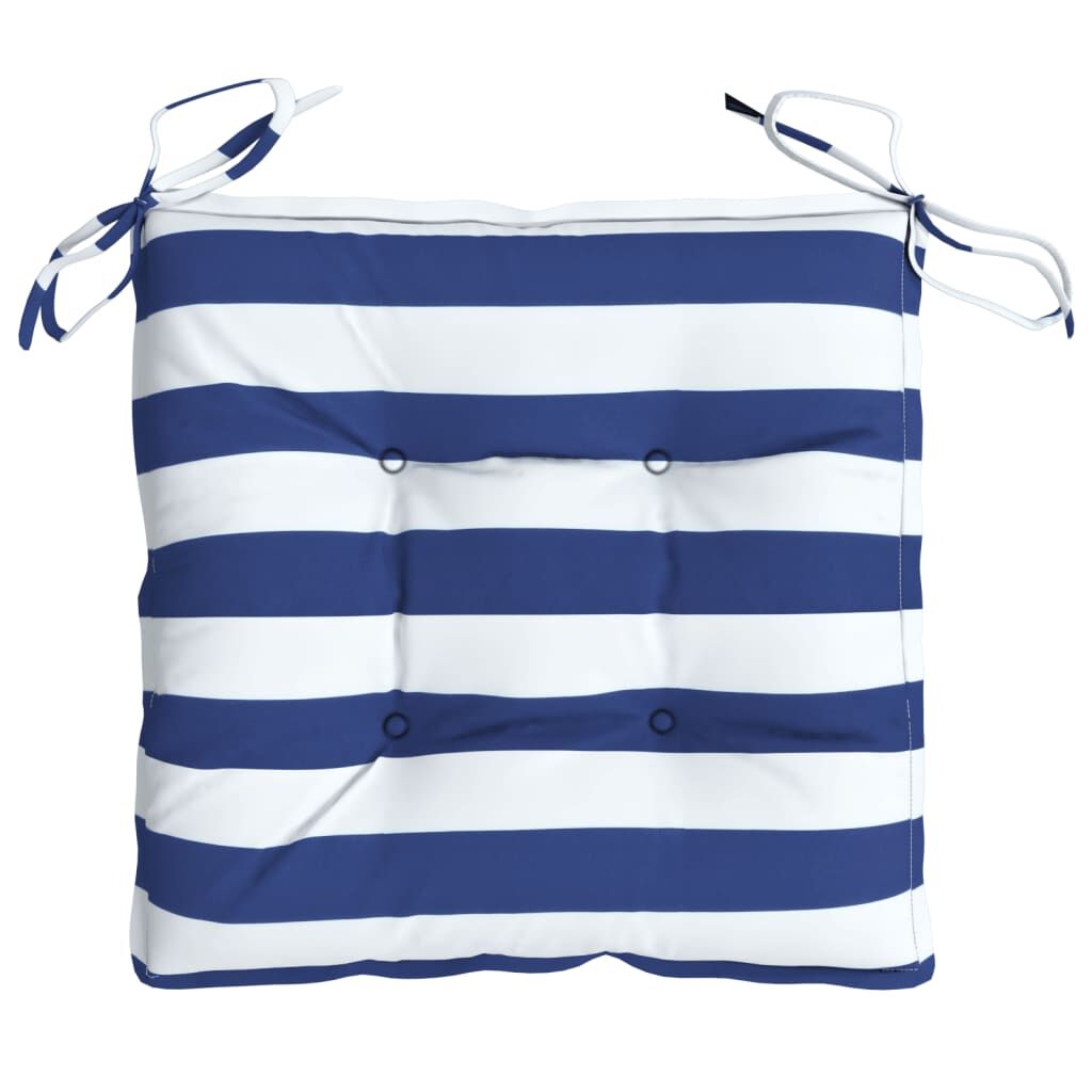 Vidaxl Cojines De Silla 4 Uds Tela A Rayas Azul Y Blanco 40x40x7 Cm_4