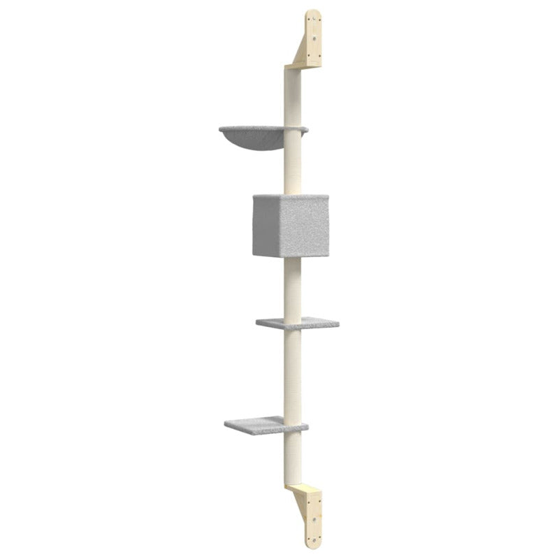 Vidaxl Árbol Rascador Para Gatos De Pared Gris Claro 187 Cm_5