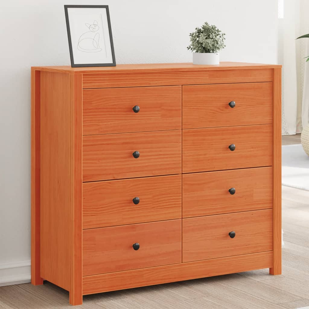 Armario Auxiliar Madera Maciza De Pino Marrón Cera 100x40x90 Cm / Vetonek_1