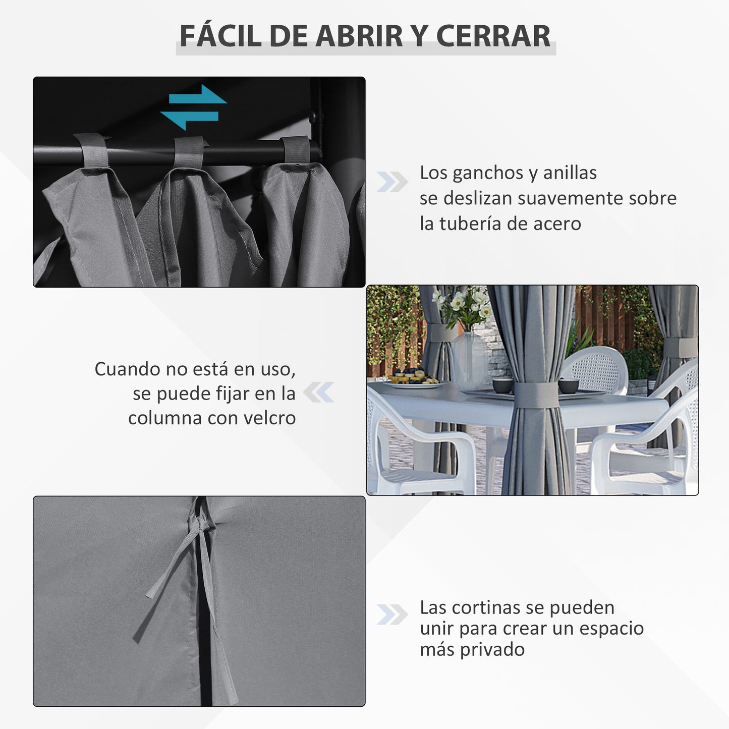 Outsunny Cenador De Jardín 4x3 M Con 6 Paredes Laterales Para Fiestas Gris_4