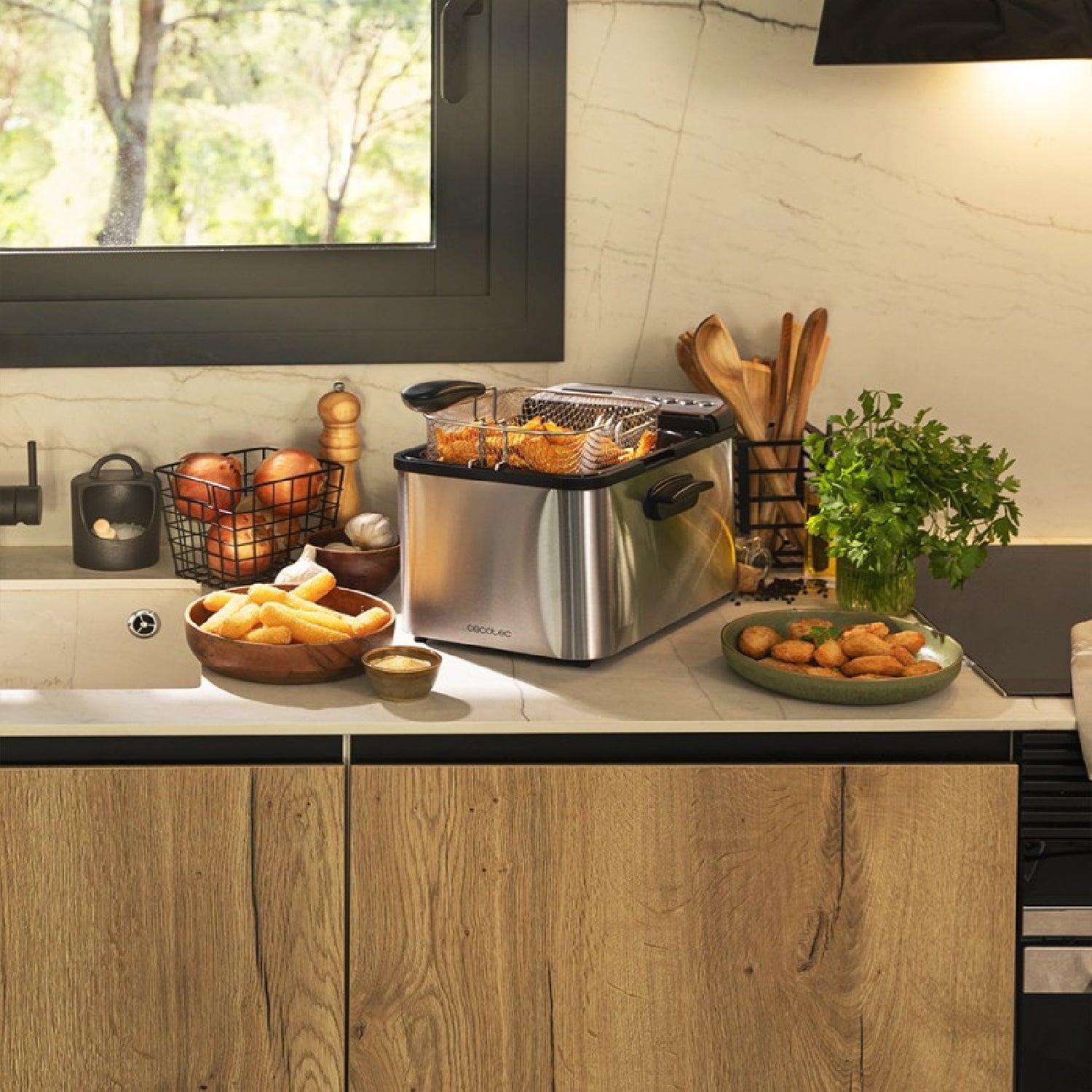 Freidora De Aceite Digital De 4,2 Litros Cleanfry Luxury 4000. 3270 W, Acero Inoxidable, 5 Programas Preestablecidos, Filtro Oilcleaner, Tapa Con Ve_1