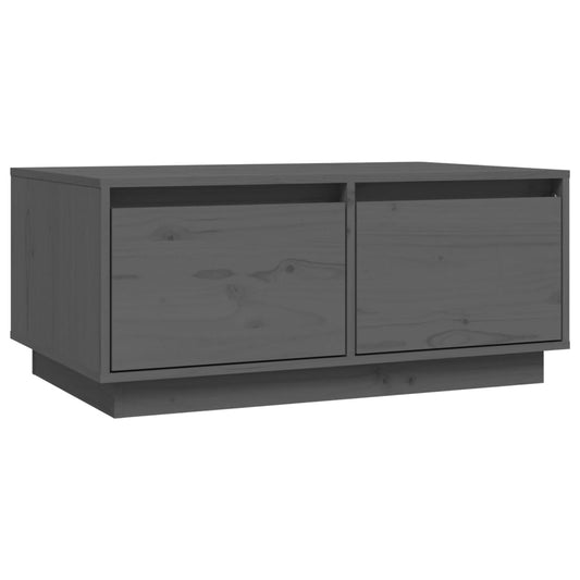 Mesa De Centro Madera Maciza De Pino Gris 80x50x35 Cm_0