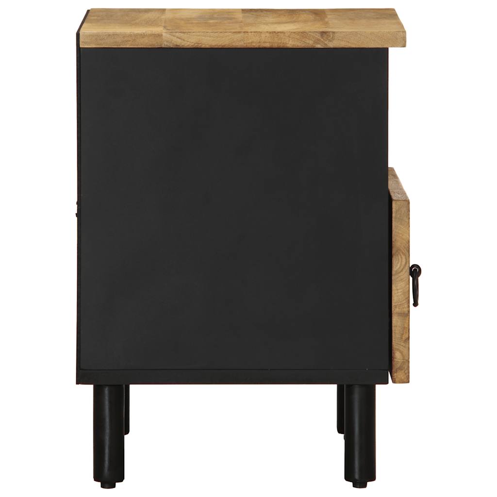 Mesitas De Noche 2 Uds Madera Mango Rugosa Negro 40x33x46 Cm_3