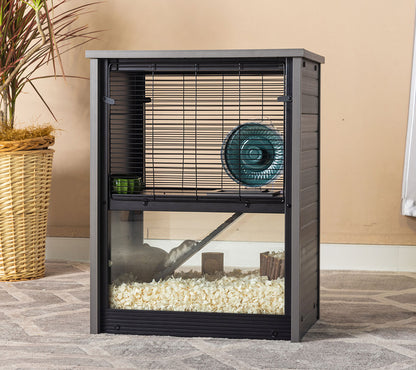 Jaula Para Hámster De 2 Pisos - Casa Para Roedores Multinivel - Mueble Decorativo - 55,2x42,7x72,5cm_0