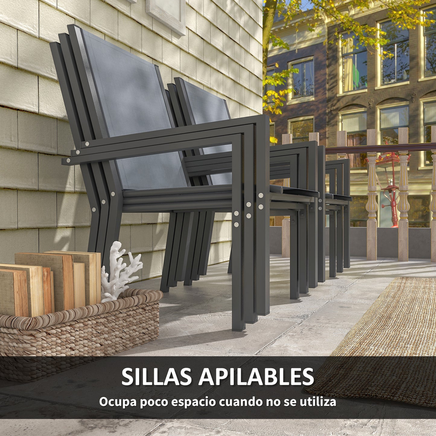 Outsunny Conjunto De Mesa Y Sillas Jardín De 7 Piezas_3