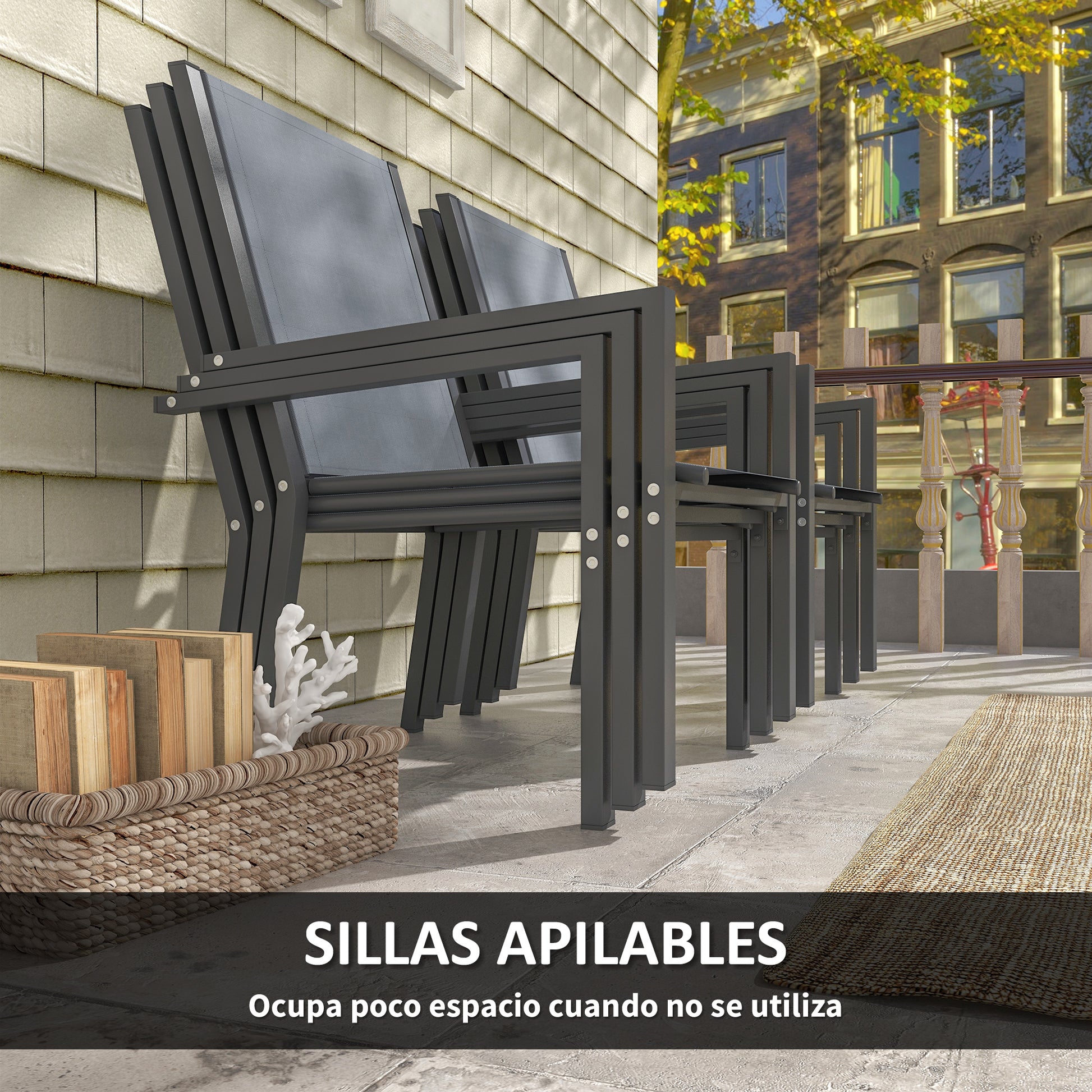 Outsunny Conjunto De Mesa Y Sillas Jardín De 7 Piezas_3