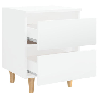 Mesita De Noche Patas Madera Pino Blanco Con Brillo 40x35x50cm_3
