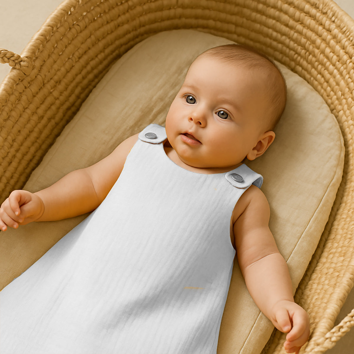 Saco De Dormir De Verano De Algodón Orgánico Blanco