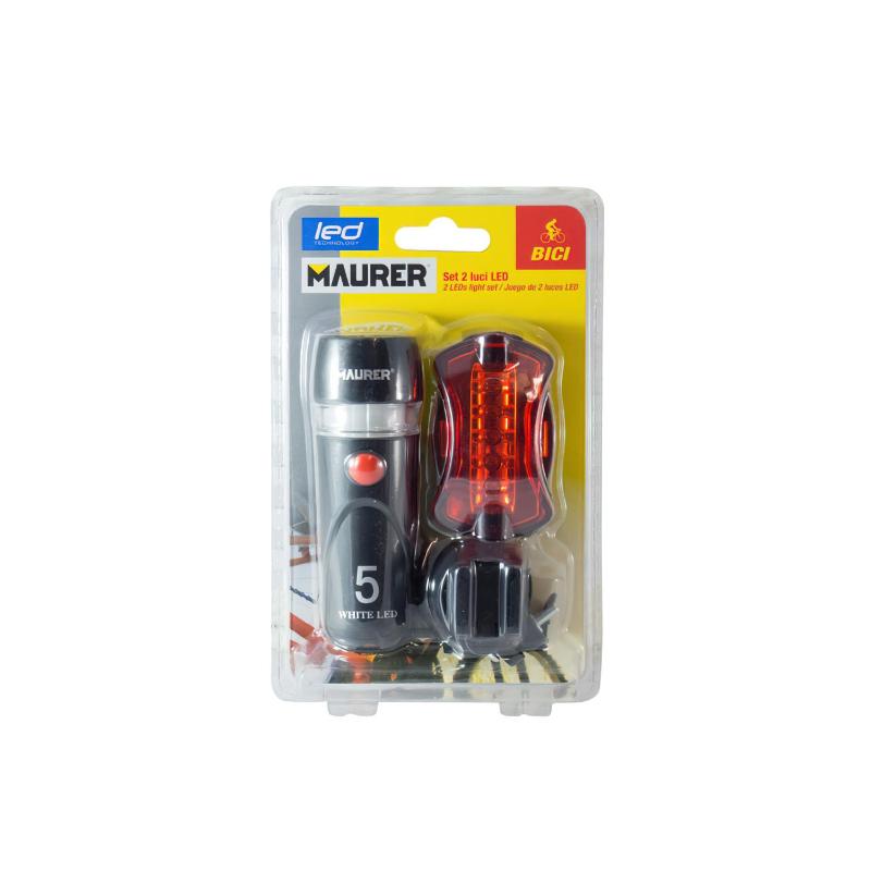 Linterna / Luces Led Para Bicicleta 5+5 Leds A Pilas (2 Aa) 20 Lumenes Con Soporte De Fijación Rápido_1