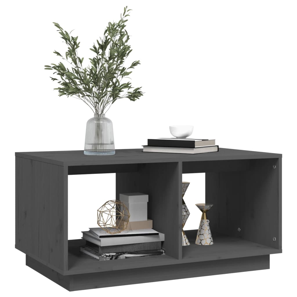 Mesa De Centro Madera Maciza De Pino Gris 80x50x40 Cm_2