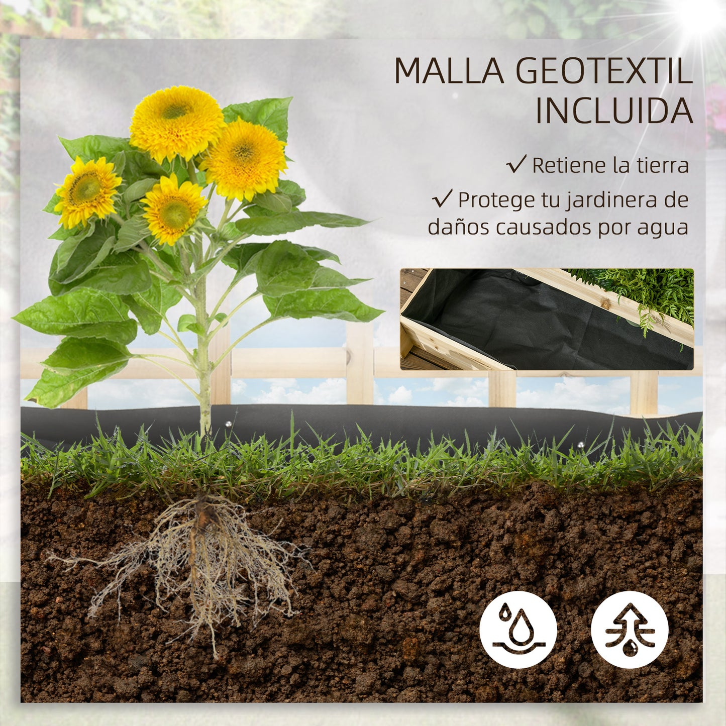 Outsunny Jardinera De 3 Niveles Con Enrejado Para Cultivos Verduras 95x95x110 Cm_5