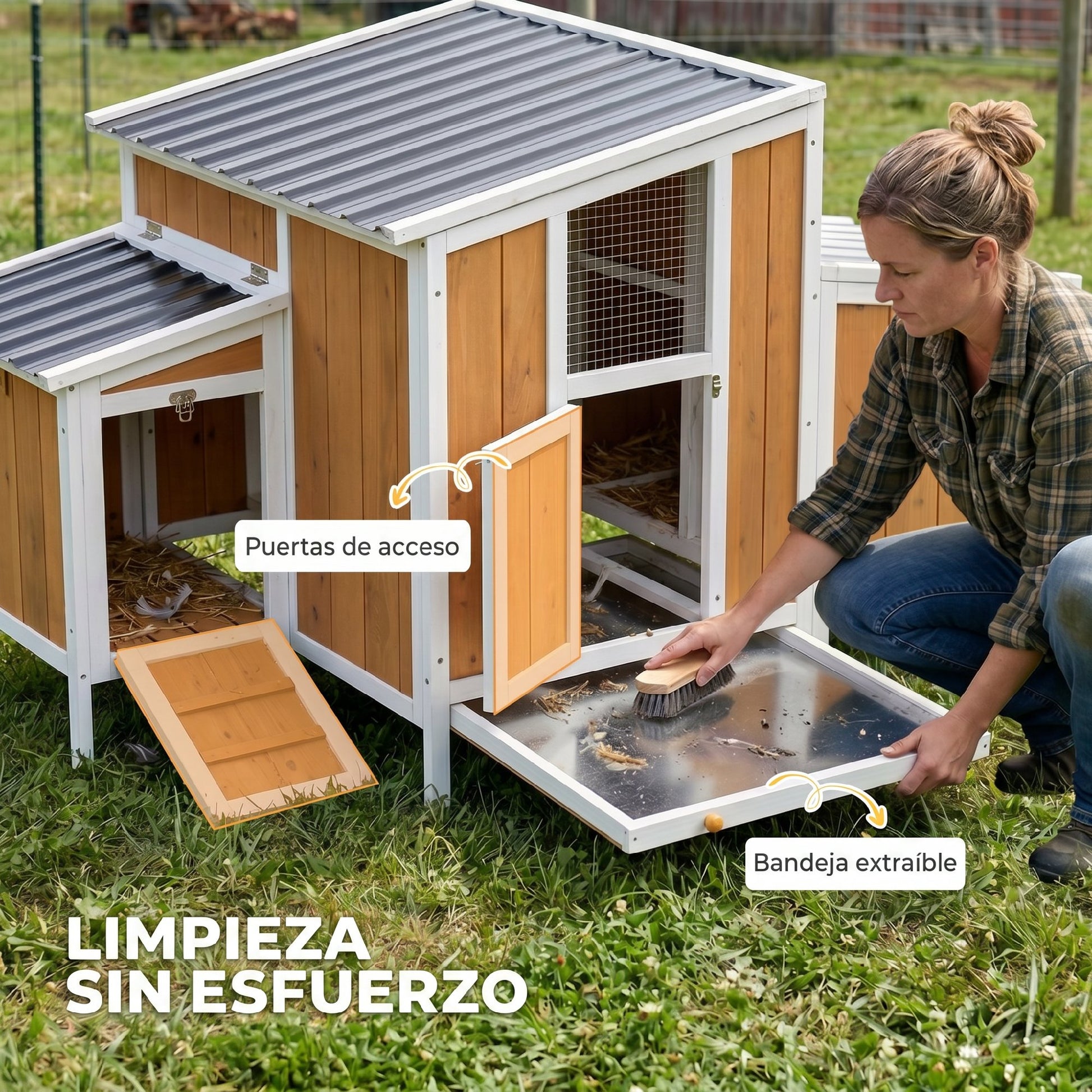 Pawhut Gallinero Para Exterior De Madera 145x90x92 Cm Para 2-4 Gallinas Amarillo_5