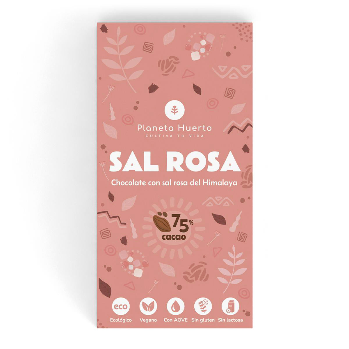 Tableta chocolate 75% con sal rosa del Himalaya ECO Planeta Huerto 70 g
