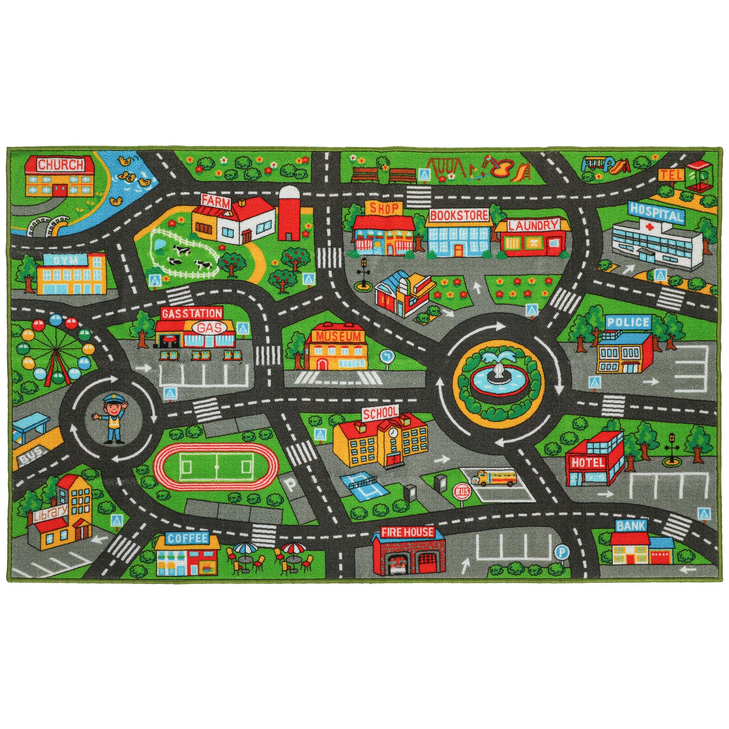 Aiyaplay Alfombra Infantil Carretera De Ciudad 160x100 Cm Antideslizante_0