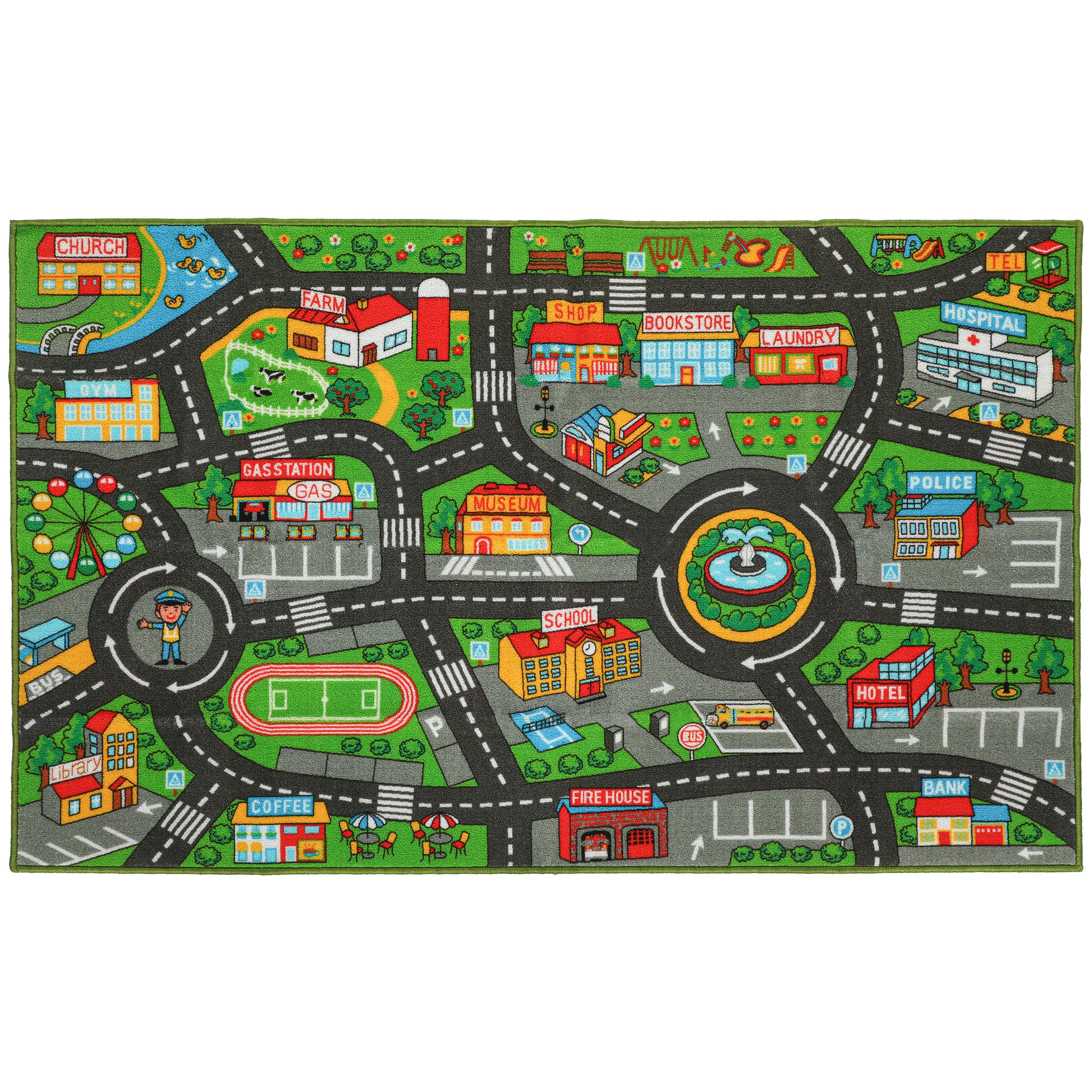 Aiyaplay Alfombra Infantil Carretera De Ciudad 160x100 Cm Antideslizante_0
