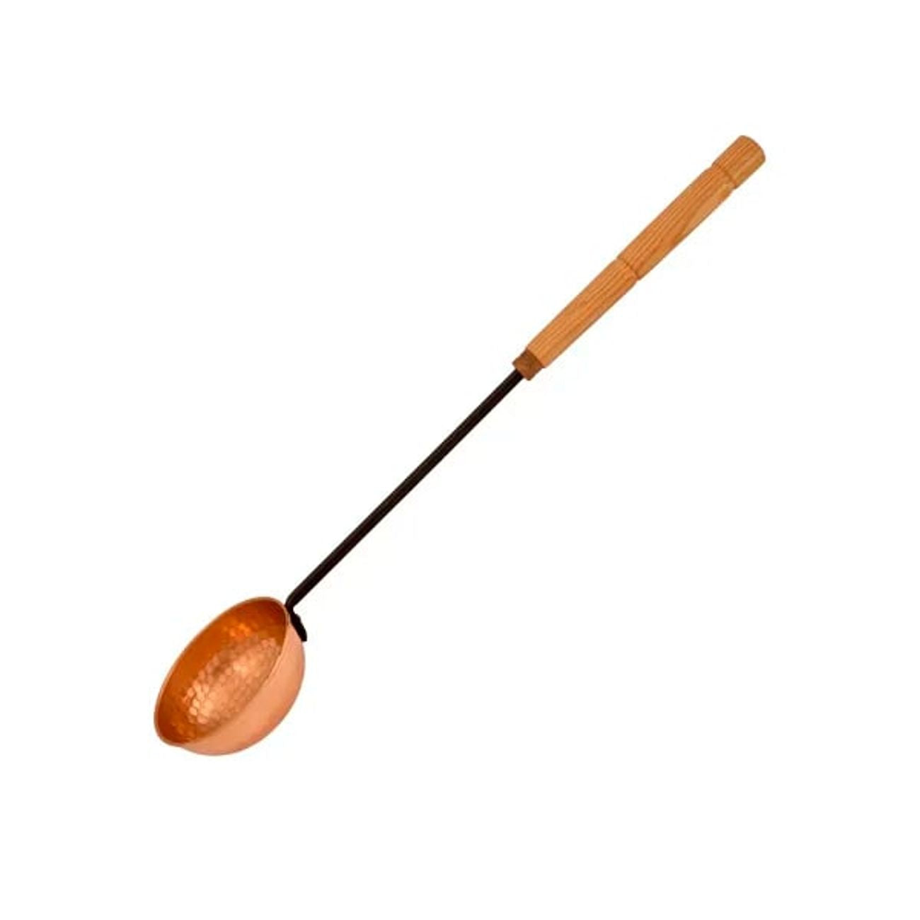 Cucharón De Cobre Martillado Con Mango De Madera Para Cocina_0
