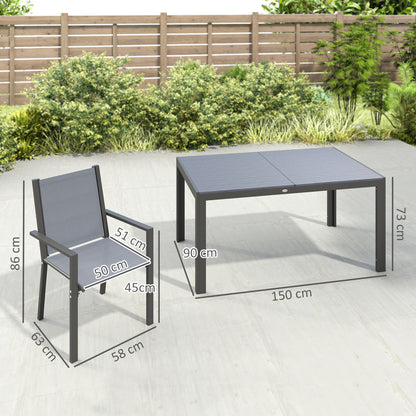 Outsunny Conjunto De Mesa Y Sillas Jardín De 7 Piezas Con Sillas Apilables Gris_2