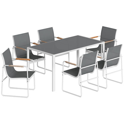 Outsunny Conjunto De Mesa Y Sillas Jardín De 7 Piezas Con Sillas Transpirables_0