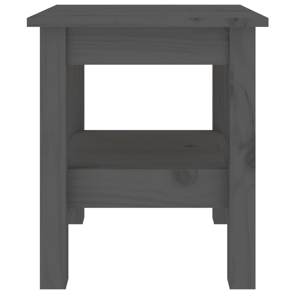 Mesa De Centro De Madera Maciza De Pino Gris 35x35x40 Cm_1