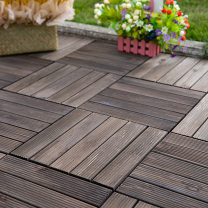 Outsunny Set 27 Baldosas De Madera De Clic 30x30 Cm Área De 2,43m² Marrón Oscuro_1