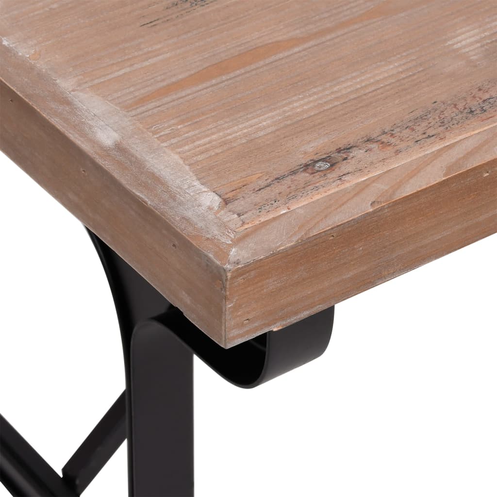 Mesa De Comedor Madera Maciza De Abeto Y Hierro 110x65x82 Cm_3