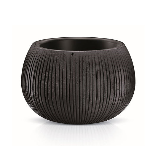 Prosperplast Beton Bowl De Plástico Con Depósito En Color Cemento Negro, 11 (alto) X 14,4 (ancho) X 14,4 (profundo) Cms