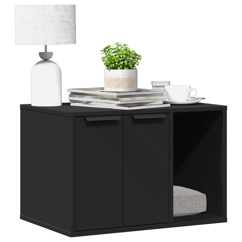 Vidaxl Mueble Arenero De Gatos Madera Ingeniería Negro 60x40x40 Cm_1