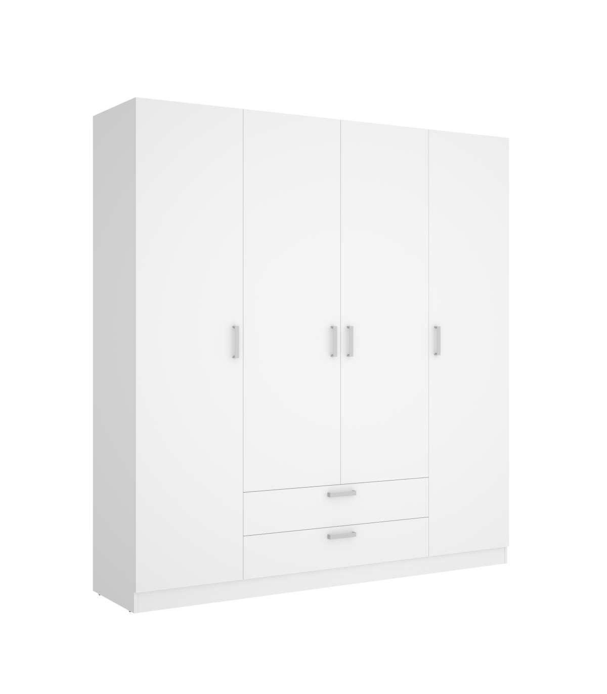 Armario 4 Puertas Abatibles 2 Cajones Acabado Blanco, 216.5cm(alto) 201cm(ancho) 52cm(fond_0