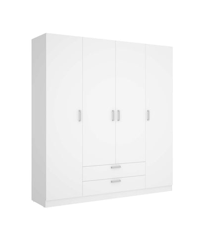 Armario 4 Puertas Abatibles 2 Cajones Acabado Blanco, 216.5cm(alto) 201cm(ancho) 52cm(fond_0