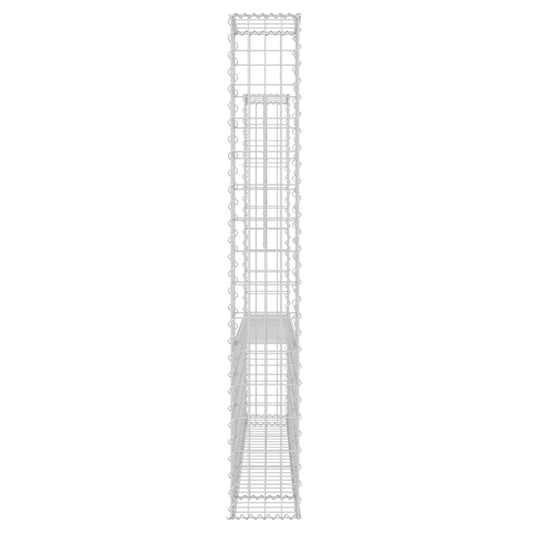 Cesta De Gaviones Forma De U 2 Postes De Hierro 140x20x150 Cm / Vetonek_0
