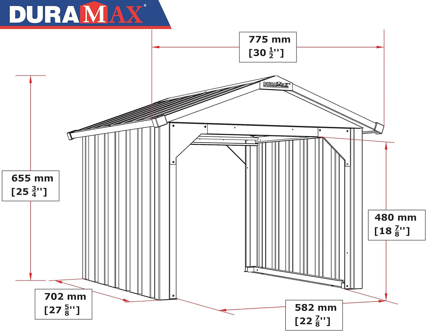 Duramax - Caseta Cobertizo Jardín - Roboshed  - Metal - Color Gris Antracita_2