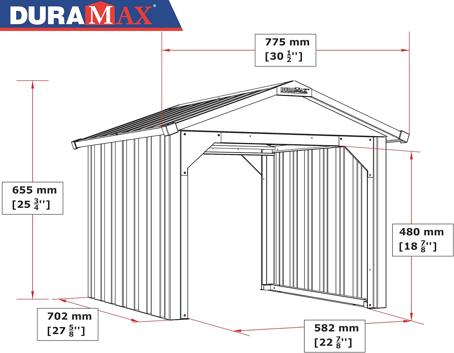 Duramax - Caseta Cobertizo Jardín - Roboshed  - Metal - Color Gris Antracita_2