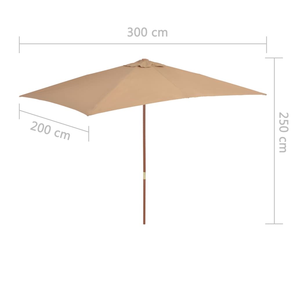 Vidaxl Sombrilla De Jardín Con Palo De Madera Gris Taupe 200x300 Cm_2