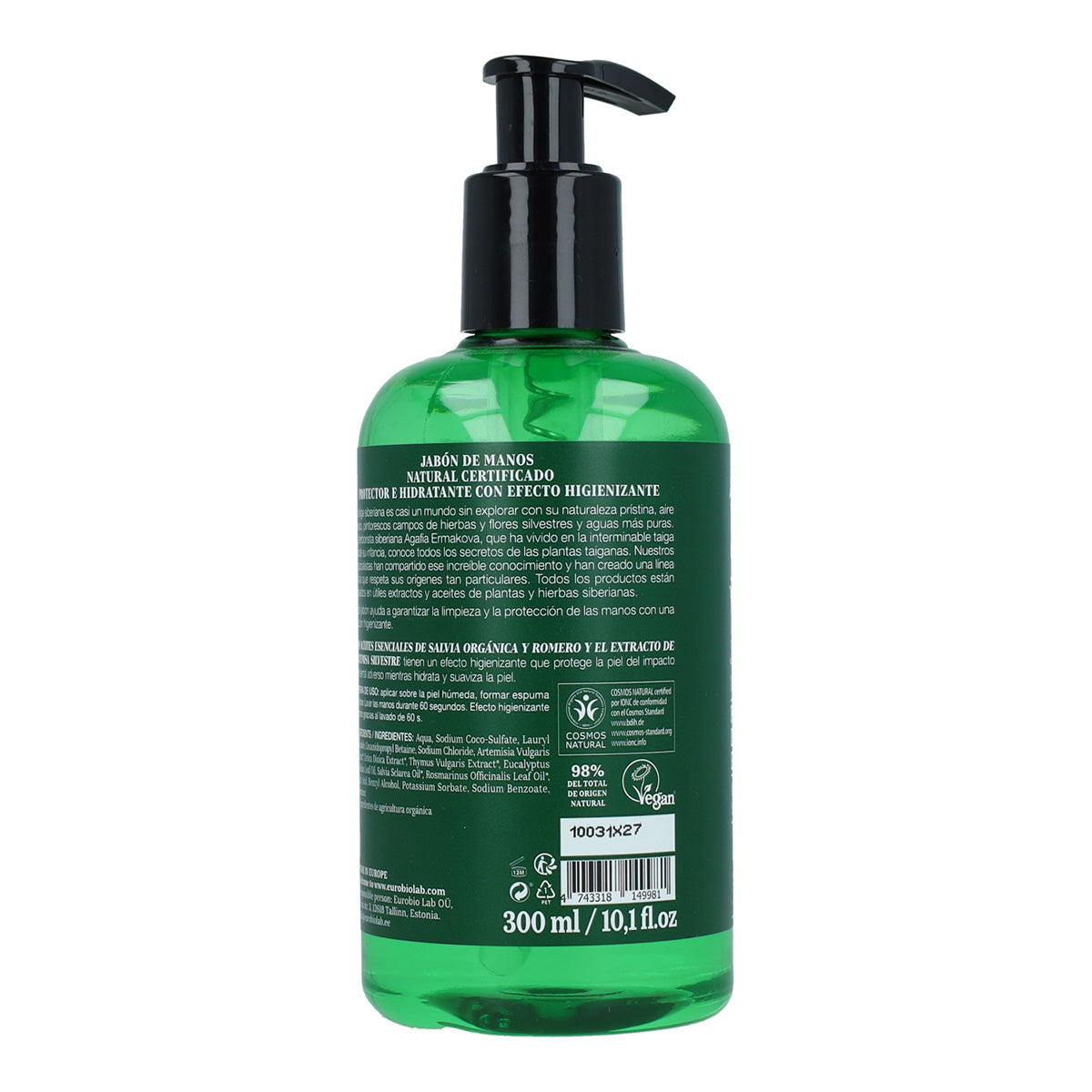 Jabón de manos natural certificado Protector e Hidratante Agafia Natura Siberica 300 ml