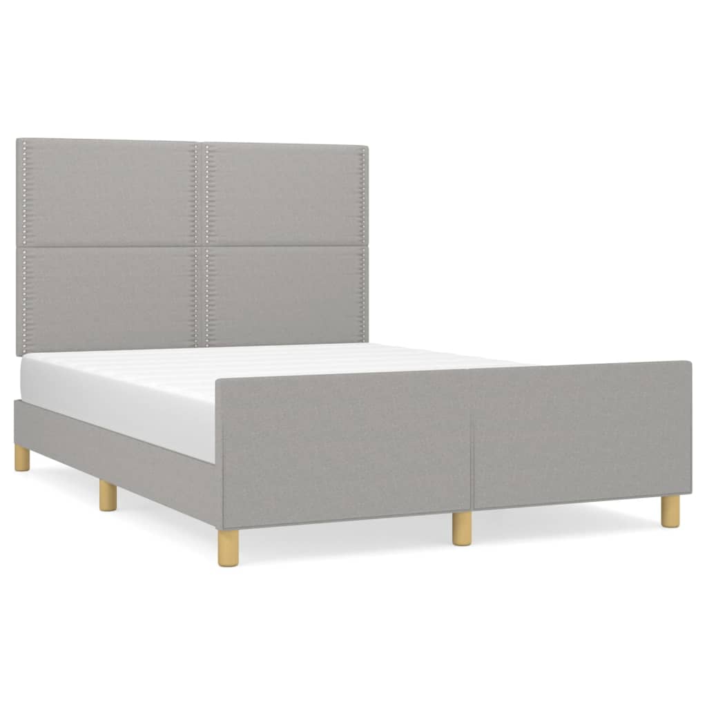 Estructura De Cama Con Cabecero De Tela Gris Claro 140x200 Cm / Vetonek_3