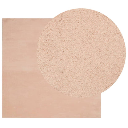 Alfombra De Pelo Corto Suave Lavable Huarte Rosado 120x120 Cm / Vetonek_4