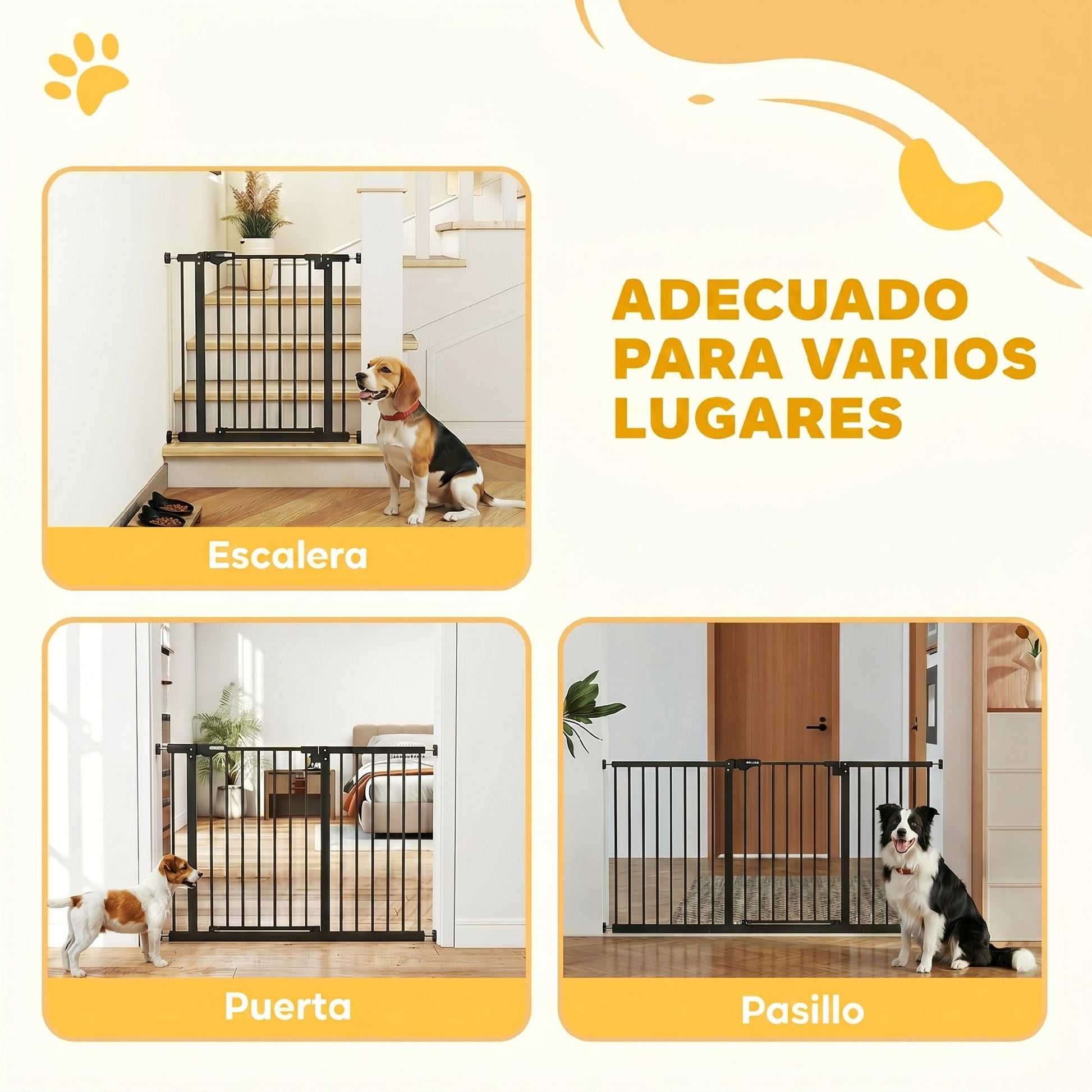 Pawhut Barrera De Seguridad Extensible Para Puertas 74-147,5x76,2 Cm Negro_3