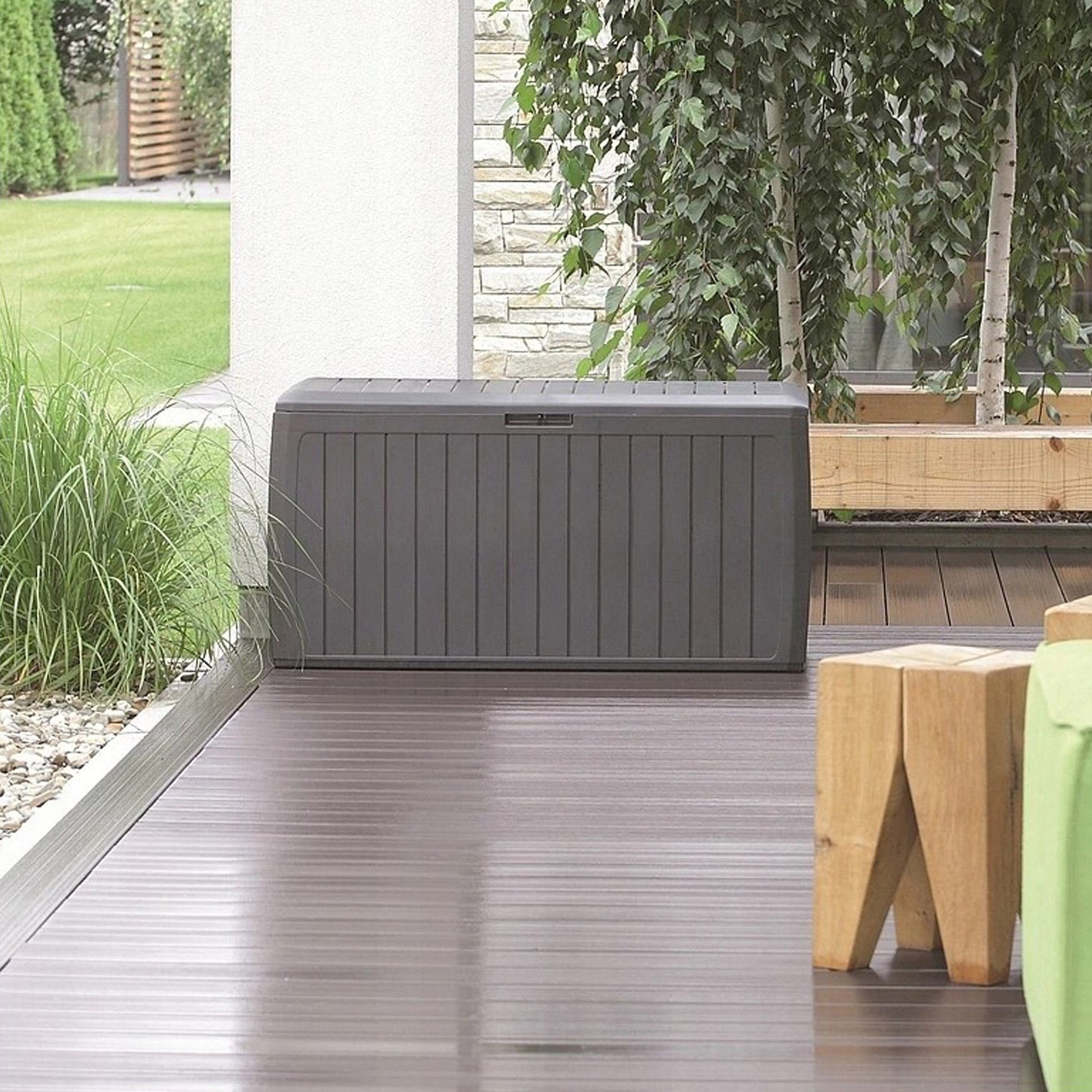 Baul De Jardin 290 Litros Prosperplast Boxe Board De Plastico En Color Antracita 116,6 X 47 X 59,5 Cm_2