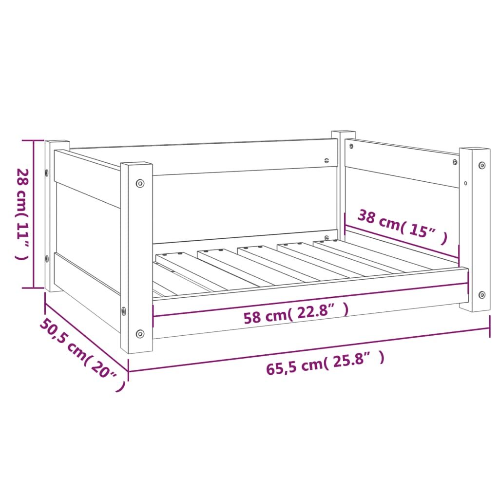 Vidaxl Cama Para Perros Madera Maciza Pino Marrón Miel 65,5x50,5x28 Cm_2