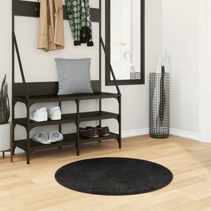 Vidaxl Alfombra De Pelo Corto Suave Lavable Huarte Negro Ø 80 Cm_1