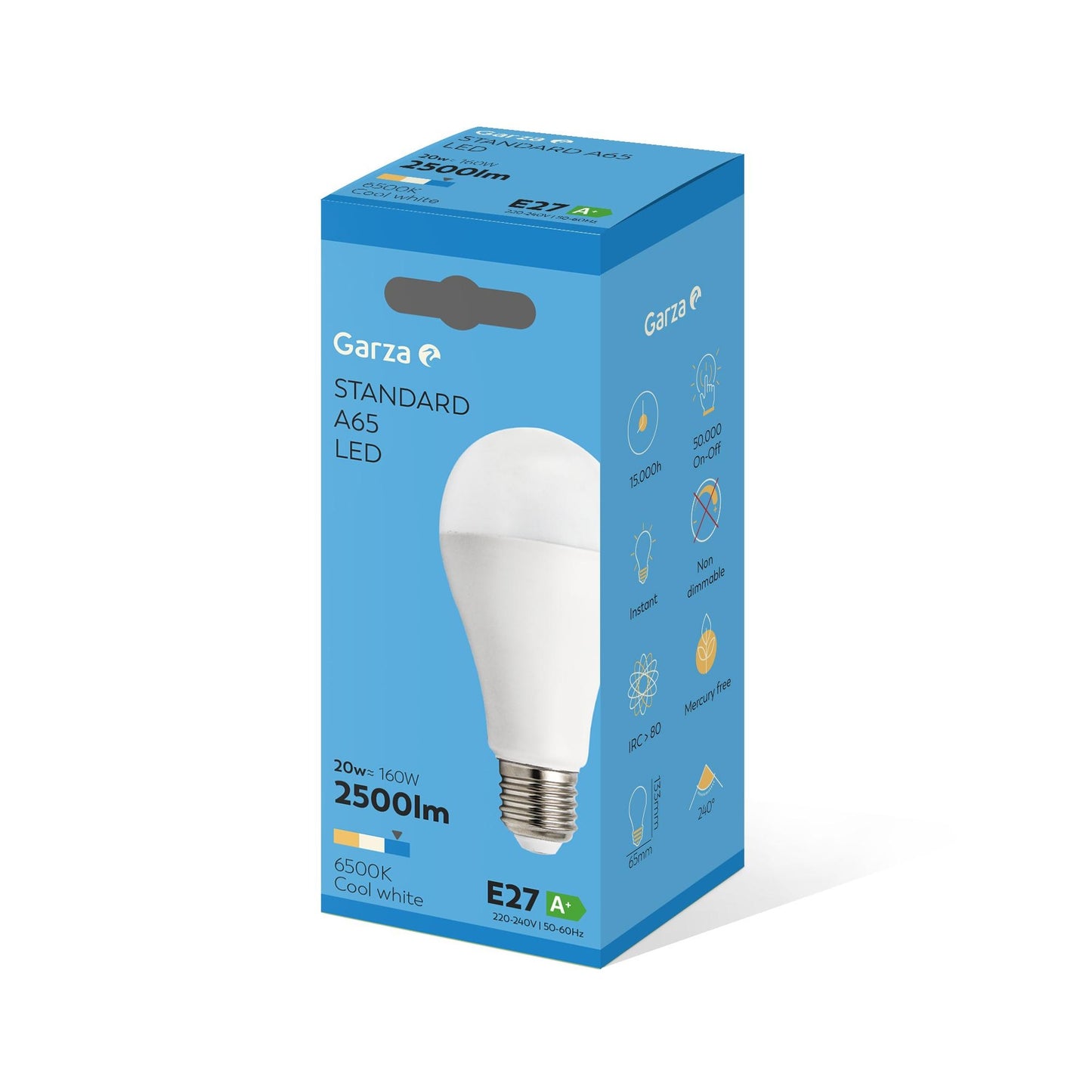 Bombilla LED Standard 20W Casquillo E27 240 grados 2500LM Luz fría (6500K) Garza