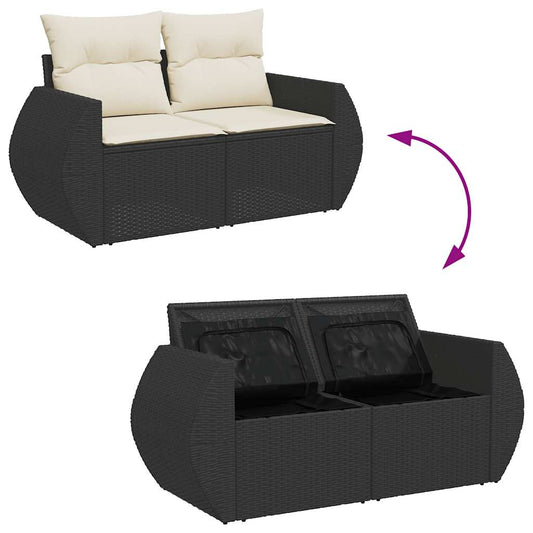 Set De Sofás De Jardín 7 Pzas Con Cojines Ratán Sintético Negro / Vetonek_0