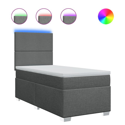 Cama Box Spring Con Colchón Tela Gris Oscuro 100x200 Cm / Vetonek_1