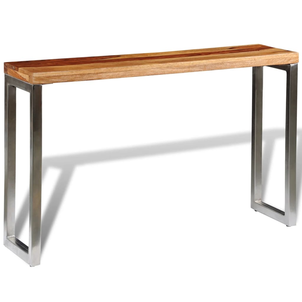 Mesa Consola Con Patas De Acero Madera Maciza_2