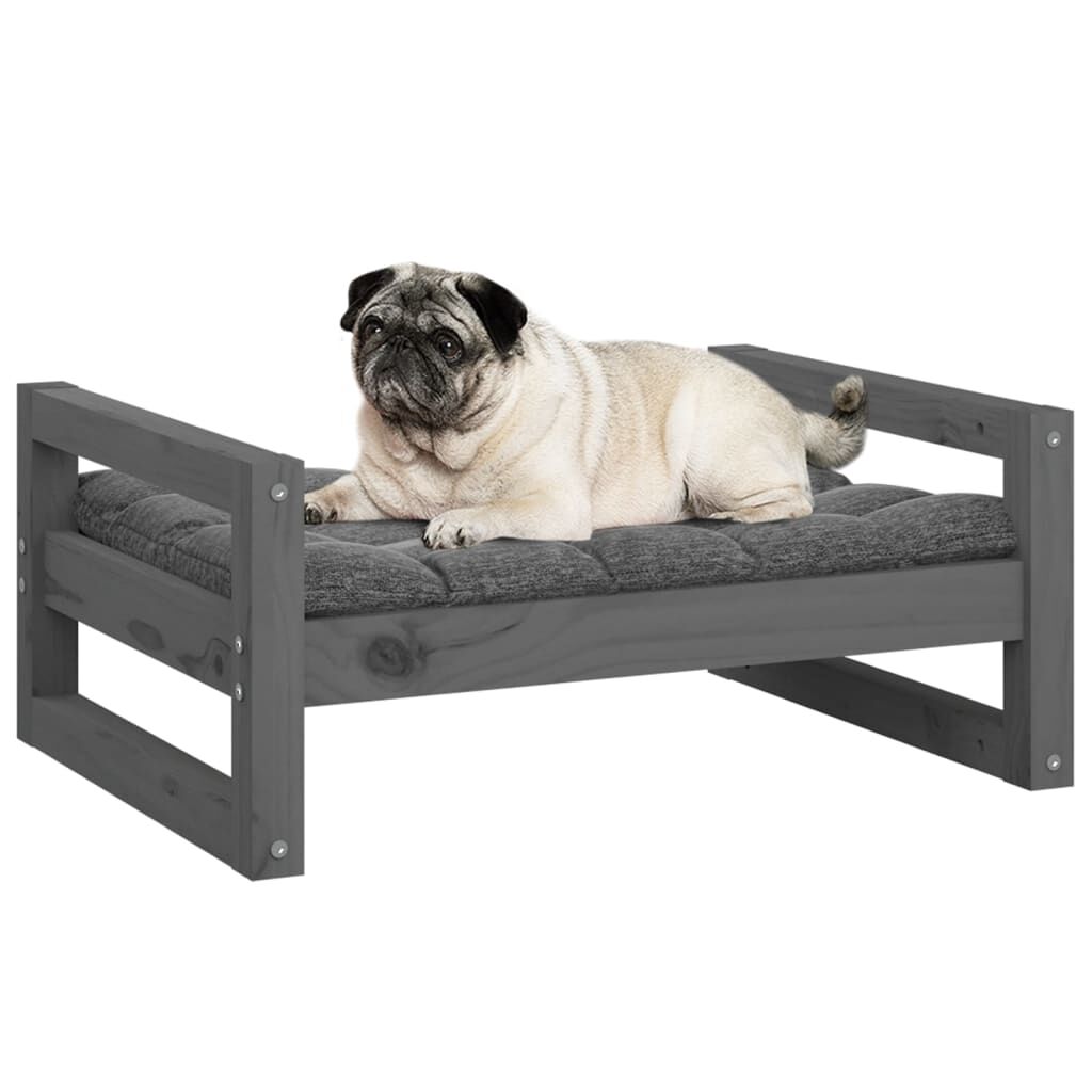 Vidaxl Cama Para Perros Madera Maciza De Pino Gris 65,5x50,5x28 Cm_3