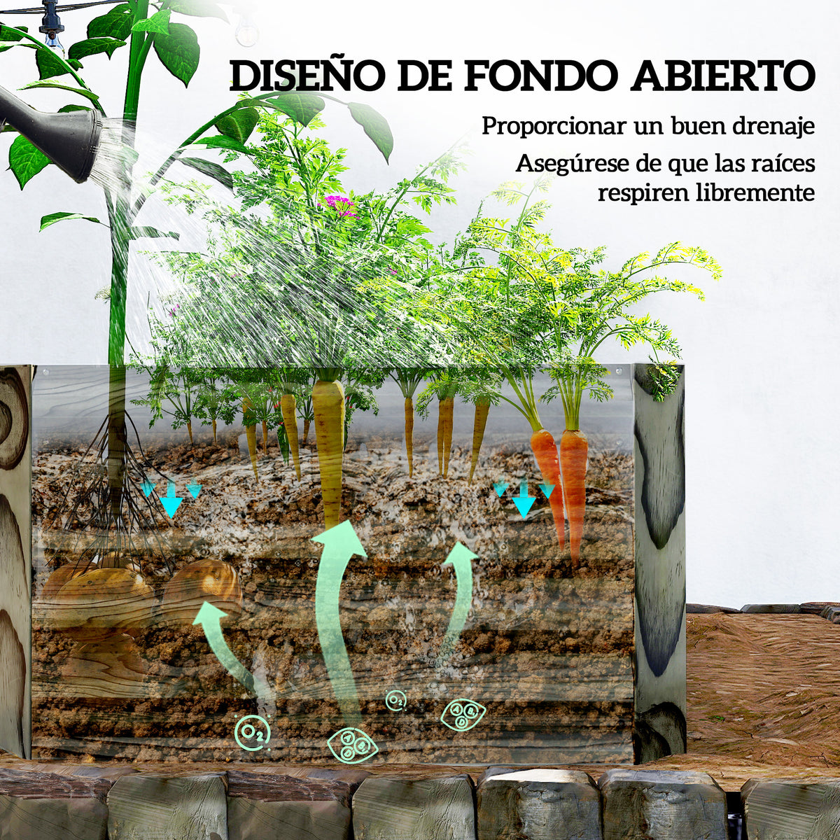 Outsunny Jardinera Exterior Grande De Acero Galvanizado Con Base Abierta Natural_5