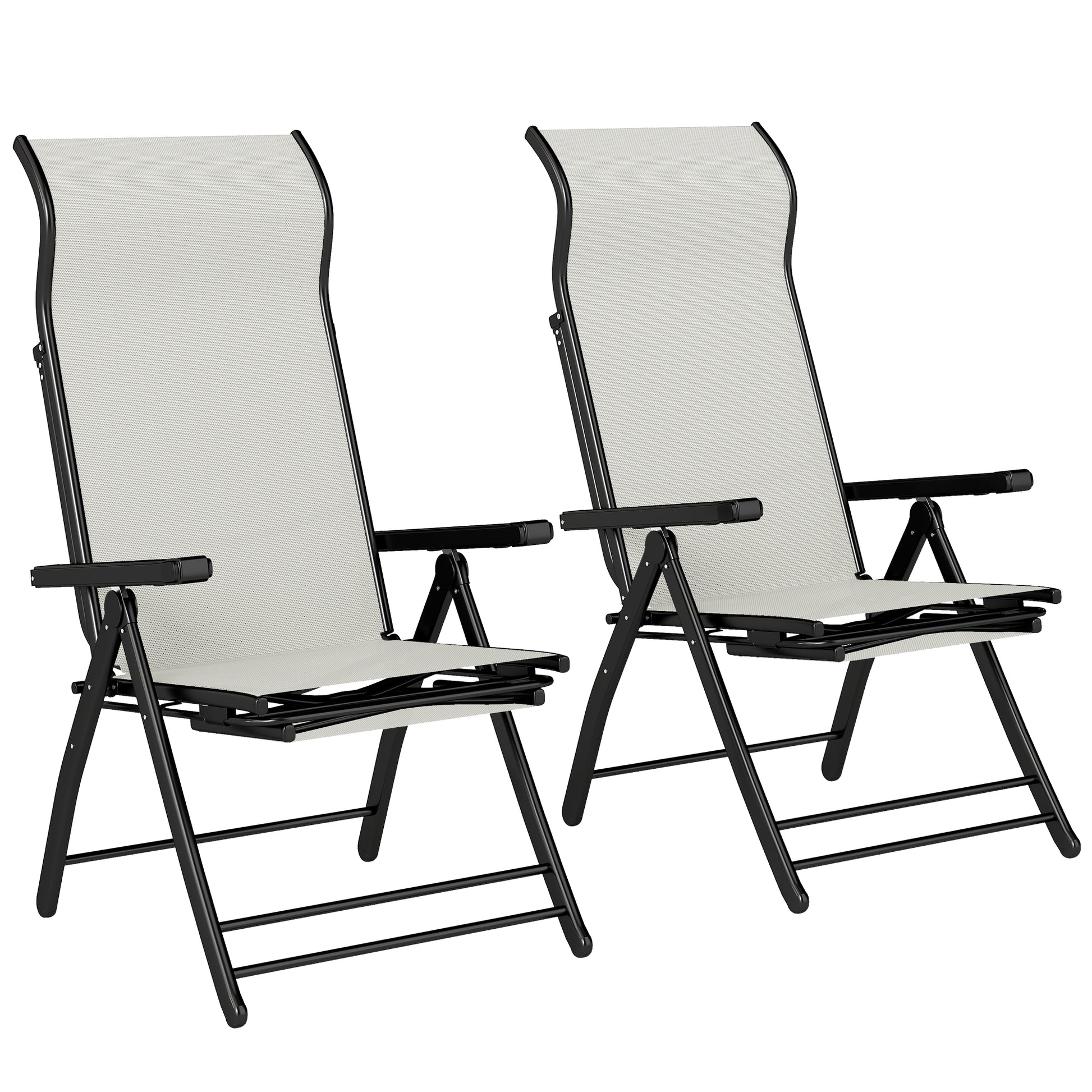 Outsunny Pack De 2 Sillas Plegables Reclinables Con Respaldo Alto Ajustable Gris_0