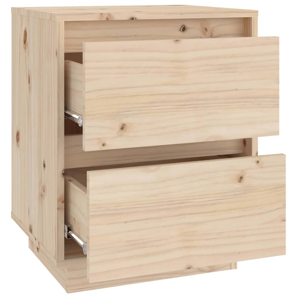 Mesita De Noche Madera Maciza De Pino 40x35x50 Cm_4