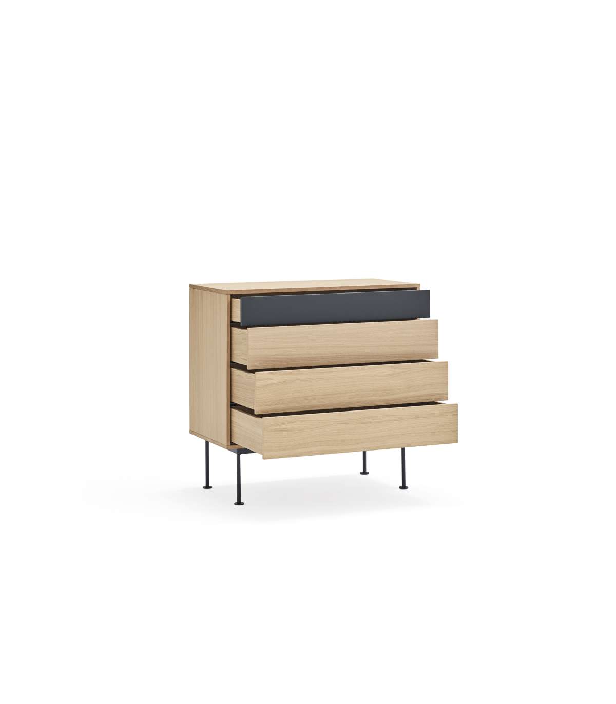 Cómoda Para Dormitorio Modelo Yoko 4 Cajones Acabado Roble/antracita, 45cm(ancho) 86cm(al_4