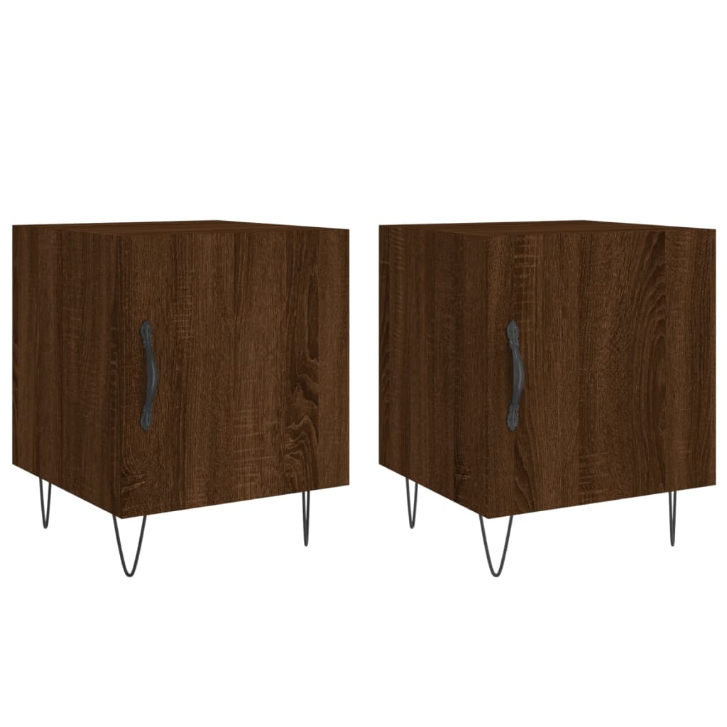 Mesitas Noche 2 Uds Madera Ingeniería Marrón Roble 40x40x50 Cm_0